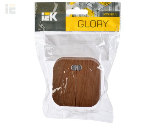 EVH21-K24-10 | Выключатель 2-клавишный для открытой установки с индикацией ВС20-2-1-ХД 10А GLORY дуб | IEK