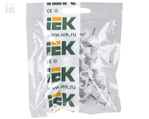USK21-08-100 | Скоба 8мм плоская пластиковая (100шт) | IEK