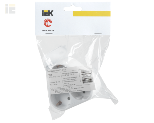 WTP10-16-03-Z-K01 | Тройник Т-01/03 3 места 2P+PE 16А треугольный белый | IEK