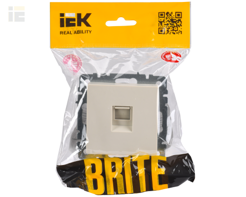 BR-K10-1-K10 | BRITE Розетка компьютерная RJ45 кат.5E РК10-БрКр бежевый | IEK