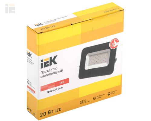 LPDO7R-01-20-K03 | Прожектор светодиодный СДО 07-20R red IP65 серый | IEK