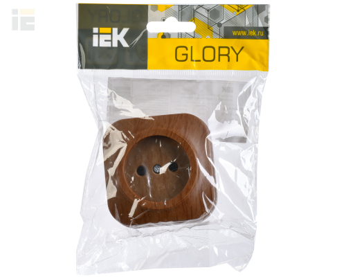 ERH10-K24-10 | Розетка одноместная для открытой установки РС20-2-ХД без заземления 10А GLORY дуб | IEK