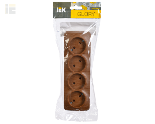 ERH40-K24-10 | Розетка четырехместная для открытой установки РС24-2-ХД без заземления 10А GLORY дуб | IEK