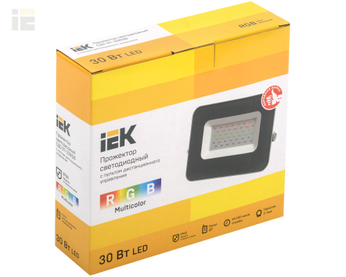 LPDO7RGB-01-30-K03 | Прожектор светодиодный СДО 07-30RGB multicolor IP65 серый | IEK