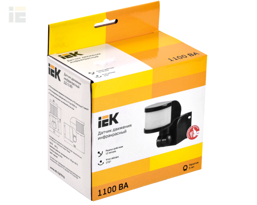 LDD10-018B-1100-002 | Датчик движения ДД-018В 1100Вт 270град 12м IP44 черный | IEK