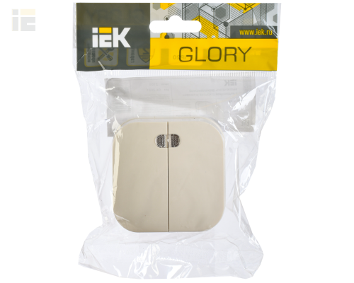 EVH21-K33-10 | Выключатель 2-клавишный для открытой установки с индикацией ВС20-2-1-ХК 10А GLORY кремовый | IEK