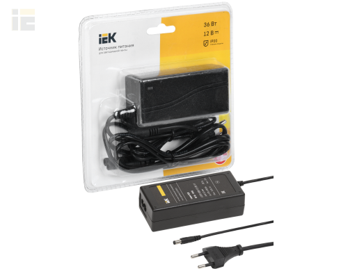 LSP2-036-12-20-11 | Драйвер LED ИПСН-ECO 36Вт 12В сетевая вилка-блок-Jack5,5 IP20 | IEK