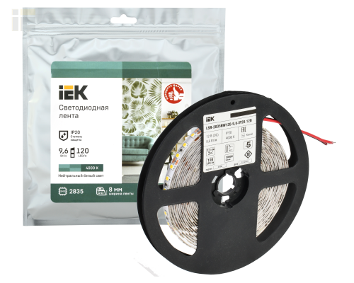 LSR1-0-120-20-3-05 | Лента светодиодная 5м LSR-2835NW120-9,6-IP20-12В | IEK