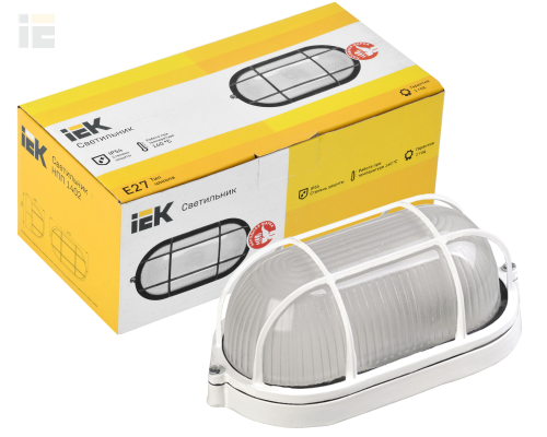 LNPP0-1402-1-060-K01 | Светильник НПП1402 овал с решеткой 60Вт IP54 белый | IEK