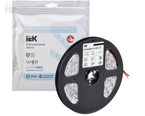 LSR2-2-060-20-3-05 | Лента светодиодная 5м LSR-5050W60-14,4-IP20-12В | IEK