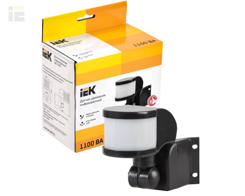 LDD10-018B-1100-002 | Датчик движения ДД-018В 1100Вт 270град 12м IP44 черный | IEK