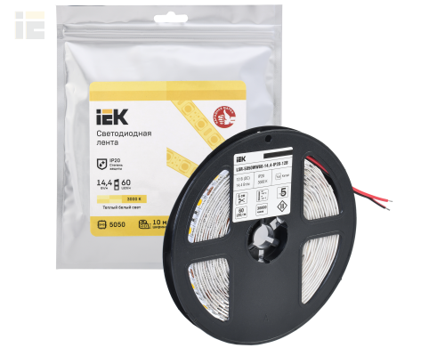 LSR2-1-060-20-3-05 | Лента светодиодная 5м LSR-5050WW60-14,4-IP20-12В | IEK