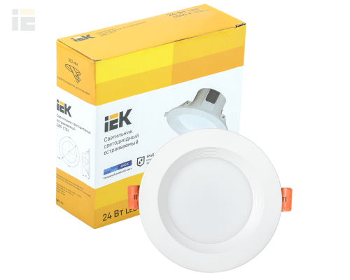 LDVO0-1704-24-6500-K01 | Светильник светодиодный ДВО 1704 круг 24Вт 6500K IP40 белый | IEK