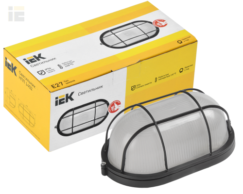 LNPP0-1402-1-060-K02 | Светильник НПП1402 овал с решеткой 60Вт IP54 черный | IEK
