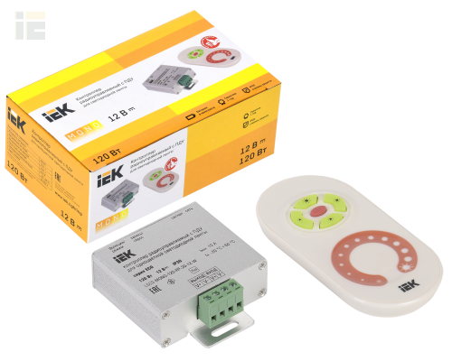 LSC1-MONO-120-RF-20-12-W | Контроллер с ПДУ радио MONO 1 канал 12В 10А 120Вт белый | IEK