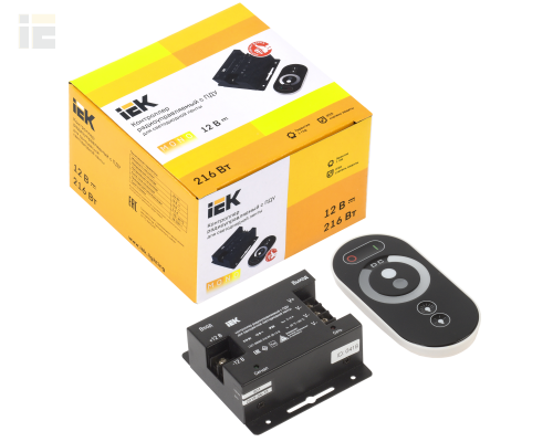 LSC1-MONO-216-RF-20-12-B | Контроллер с ПДУ радио MONO 3 канала 12В 6А 216Вт черный | IEK