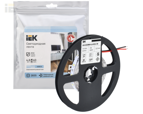 LSR1-2-060-20-3-05 | Лента светодиодная 5м LSR-2835W60-4,8-IP20-12В | IEK