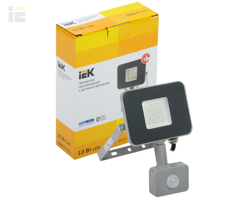 LPDO702-10-K03 | Прожектор светодиодный СДО 07-10Д с датчиком движения IP54 серый | IEK