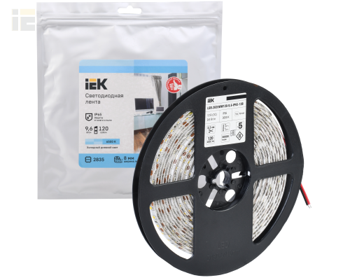 LSR1-2-120-65-3-05 | Лента светодиодная 5м LSR-2835W120-9,6-IP65-12В | IEK