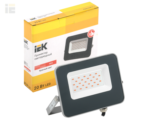 LPDO7R-01-20-K03 | Прожектор светодиодный СДО 07-20R red IP65 серый | IEK