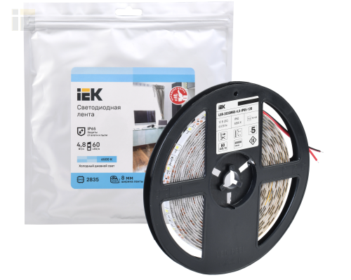 LSR1-2-060-65-3-05 | Лента светодиодная 5м LSR-2835W60-4,8-IP65-12В | IEK