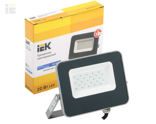 LPDO7B-01-20-K03 | Прожектор светодиодный СДО 07-20B blue IP65 серый | IEK