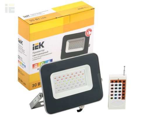 LPDO7RGB-01-30-K03 | Прожектор светодиодный СДО 07-30RGB multicolor IP65 серый | IEK