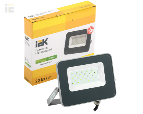 LPDO7G-01-20-K03 | Прожектор светодиодный СДО 07-20G green IP65 серый | IEK